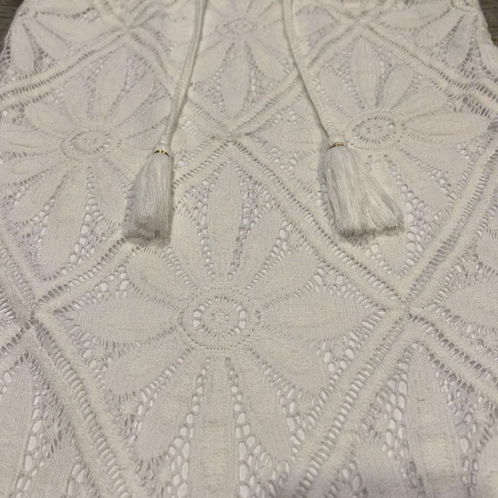 Lilly Pulitzer White Delray Diamond Floral Lace Dusk Mini Dress / Swim Cover New - Picture 9 of 12